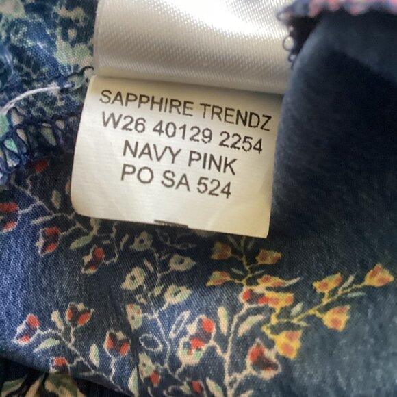 Band of Gypsies Floral Jumpsuit Wide Leg Pockets Sz M Blue #95F - Picture 8 of 9